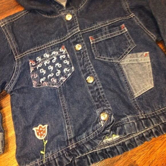 Vintage Casual Time Kids Garden Theme Button Up Snap Jean Jacket Size 2T - Picture 2 of 5